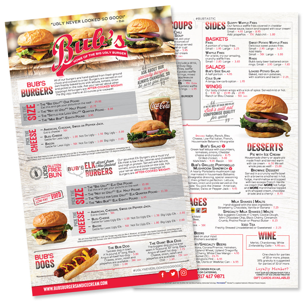Custom Waterproof Menus